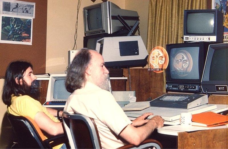 Ed Emshwiller and Alvy Ray Smith at NYIT, late 1970s.